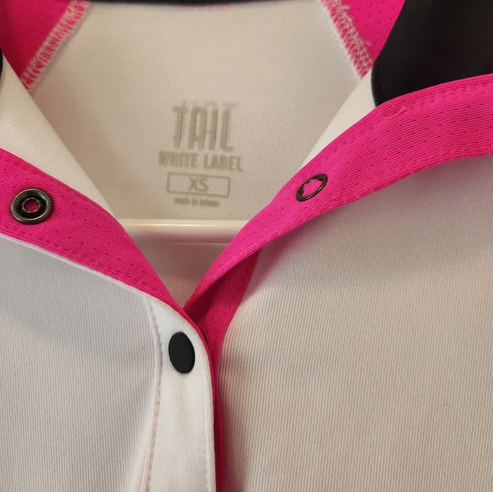 Tail White Label Golf Shirt, Fushia Pink & White with black trim, NWT, Size XS